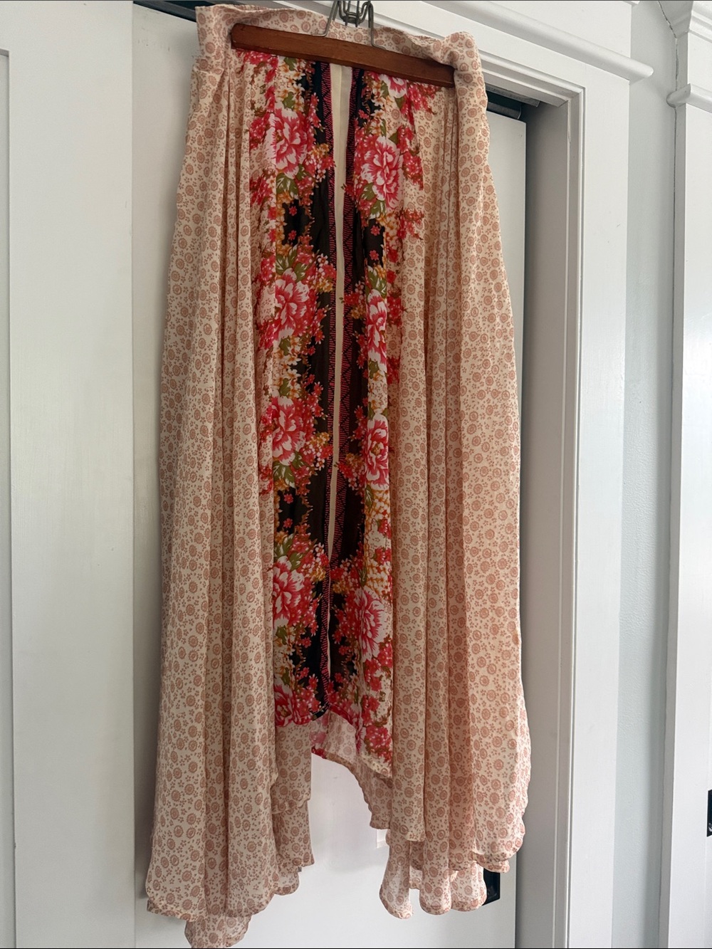 Free People Boho High-Low Skirt in Pink and Black